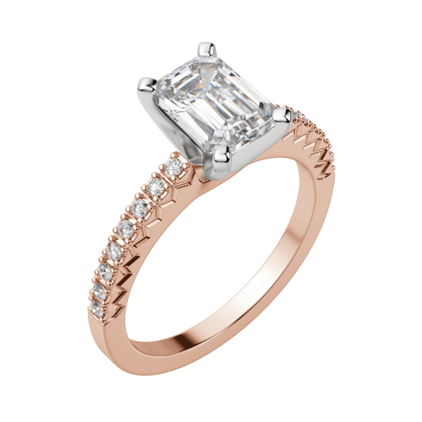 Fate Emerald Cut Engagement Ring, Default, 14K Rose Gold