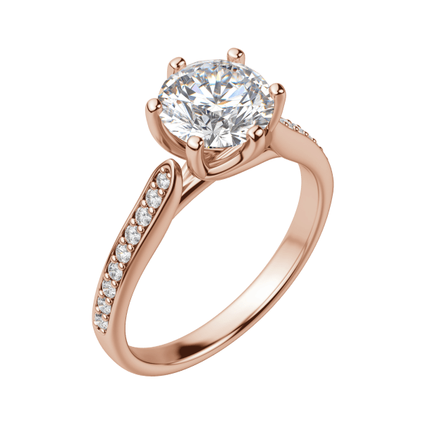 Edit Accented Round Cut Engagement Ring, Default, 14K Rose Gold