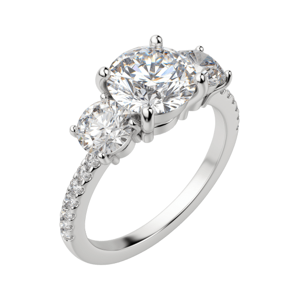 Alas Round Cut Engagement Ring, Default, Platinum, 18K White Gold, 
