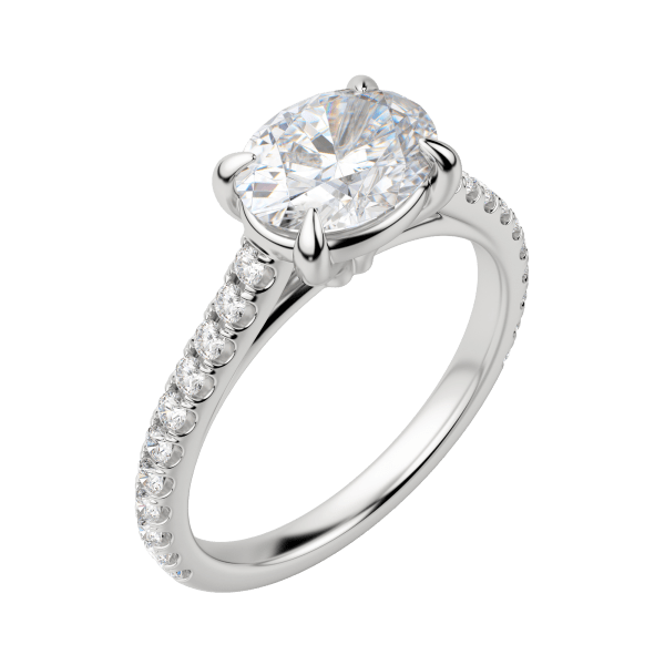 Edgy Accented Oval Cut Engagement Ring, Default, 18K White Gold, Platinum,\r
