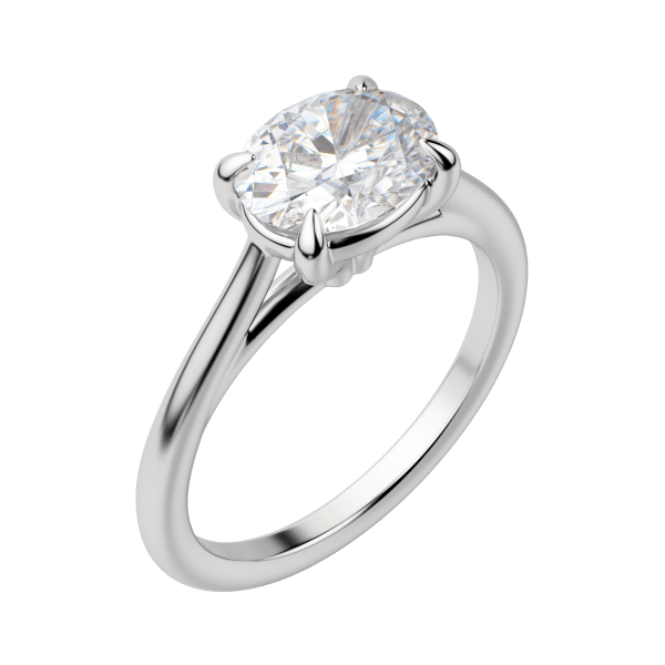 Edgy Classic Oval Cut Engagement Ring, Default, 18K White Gold, Platinum,\r
