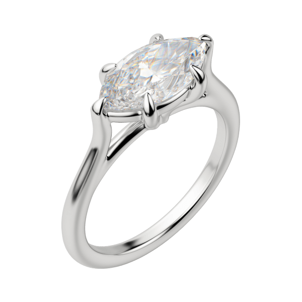 Edgy Classic Marquise Cut Engagement Ring, Default, 18K White Gold, Platinum,\r
