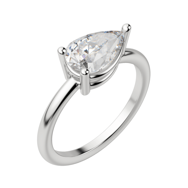 Edgy Basket Classic Pear Cut Engagement Ring, Default, 18K White Gold, Platinum,\r
