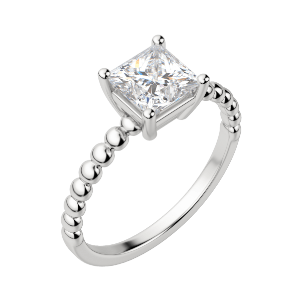 Vera Princess Cut Engagement Ring, Default, 18K White Gold, Platinum,