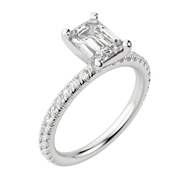Holm Accented Emerald Cut Engagement Ring, Default, 18K White Gold, Platinum,\r
