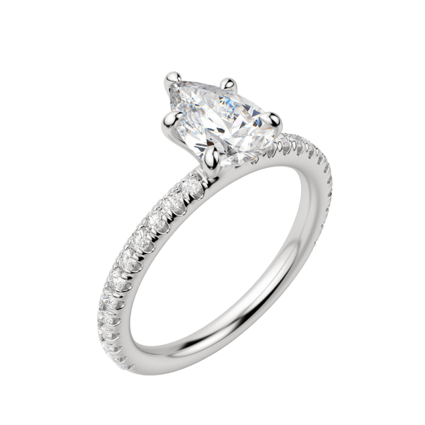 Lyre Accented Pear Cut Engagement Ring, Default, 18K White Gold, Platinum,\r
