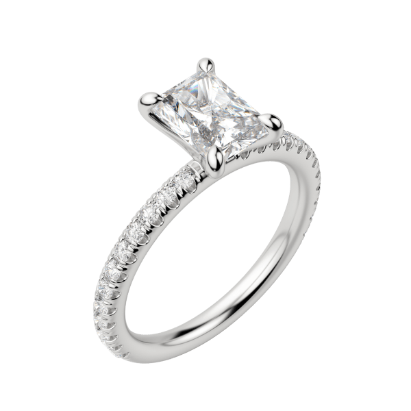 Lyre Accented Radiant Cut Engagement Ring, Default, 18K White Gold, Platinum,\r
