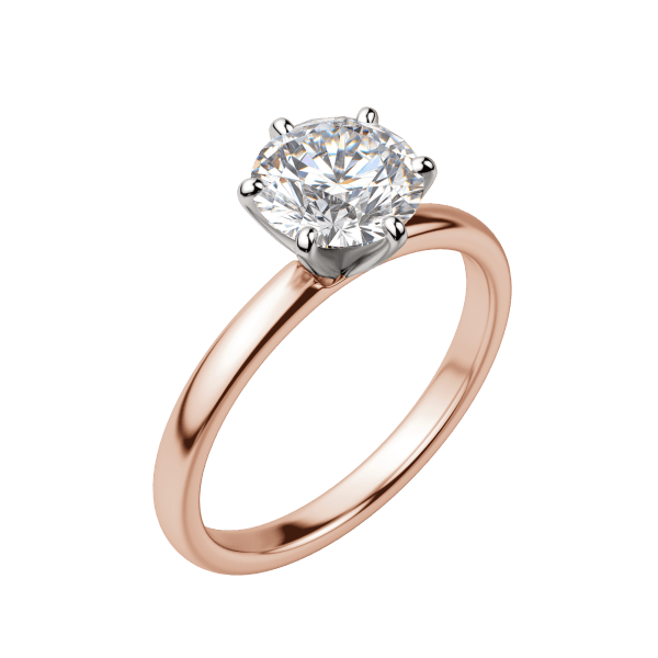 Bare 6-Prong Round Cut Engagement Ring, Default, 14K Rose Gold