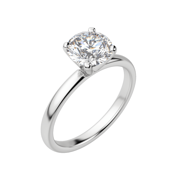 Bare 4-Prong Round Cut Engagement Ring, Default, 18K White Gold, Platinum,