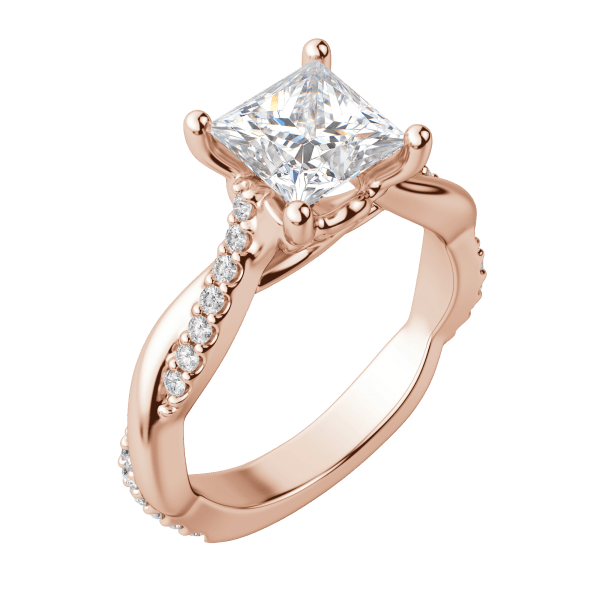 Mora Princess cut Engagement Ring, Default, 14K Rose Gold,\r
