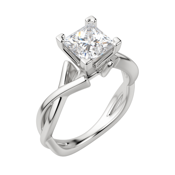 Chic Classic Princess Cut Engagement Ring, Default, 18K White Gold, Platinum,