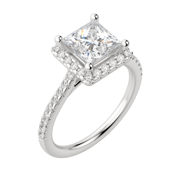 Helm Princess Cut Engagement Ring, Default, 18K White Gold, Platinum,\r
