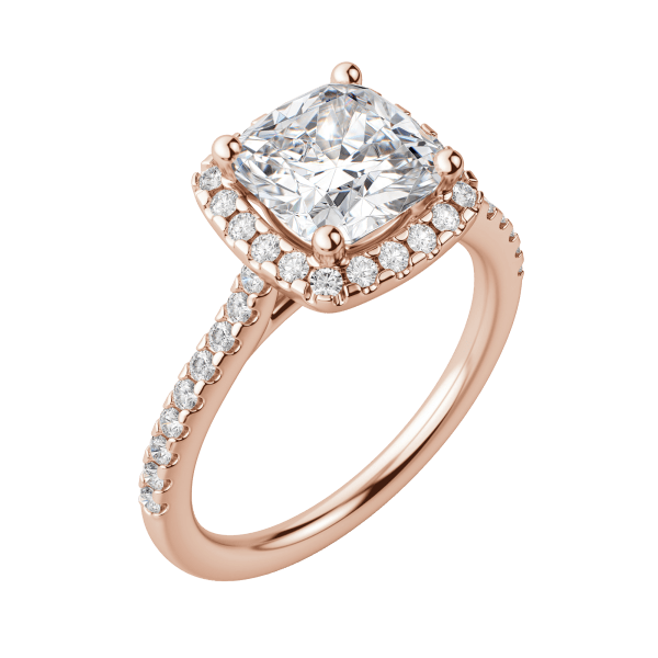 Helm Cushion Cut Engagement Ring, Default, 14K Rose Gold