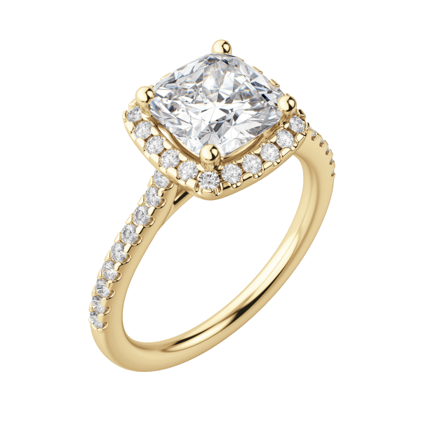 Helm Cushion Cut Engagement Ring, Default, 18K Yellow Gold