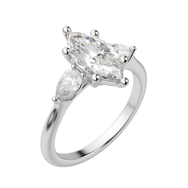 Lily Classic Marquise Cut Engagement Ring, Default, Platinum, 18K White Gold, 
