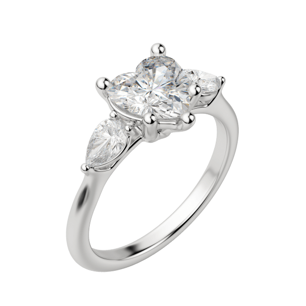 Lily Classic Heart Cut Engagement Ring, Default, Platinum, 18K White Gold, 