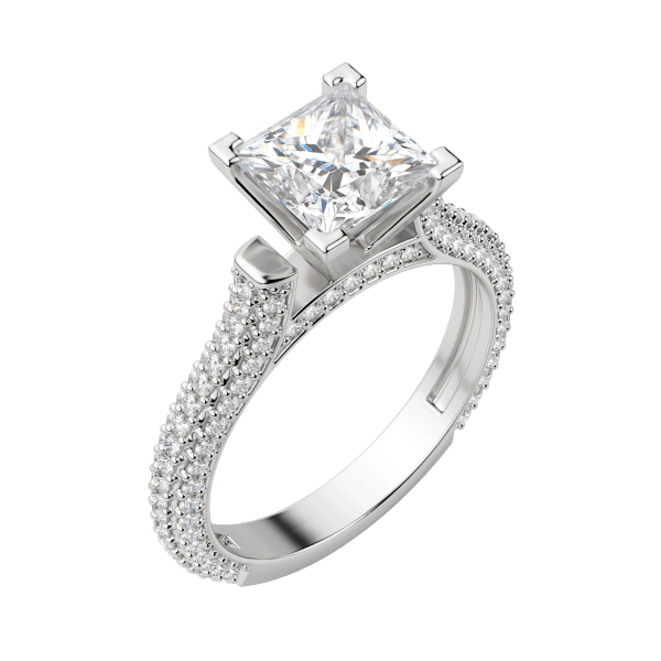 Vita Princess Cut Engagement Ring, Default, 18K White Gold, Platinum, 