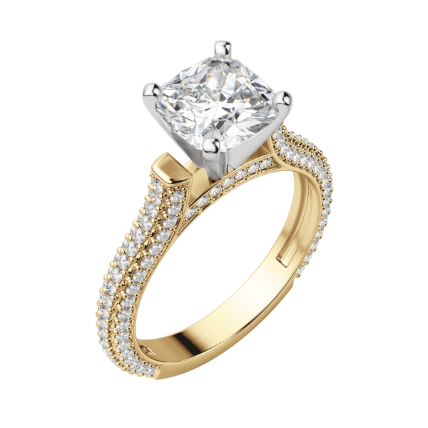 Vita Cushion Cut Engagement Ring, Default, 18K Yellow Gold
