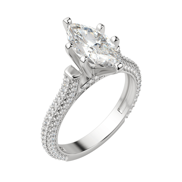 Vita Marquise Cut Engagement Ring, Default, 18K White Gold, Platinum, 