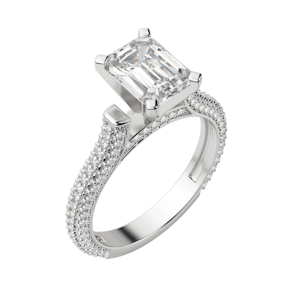 Vita Emerald Cut Engagement Ring, Default, 18K White Gold, Platinum, 