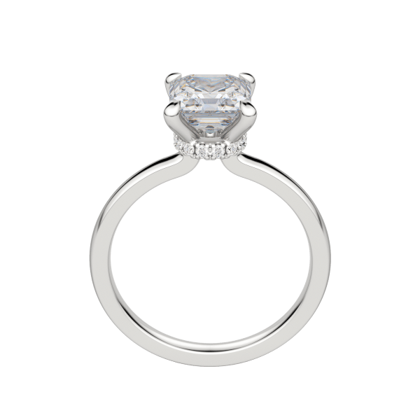 Amla Classic Asscher Cut Engagement Ring, Hover, 18K White Gold, Platinum, 