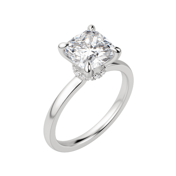 Amla Classic Cushion Cut Engagement Ring, Default, 18K White Gold, Platinum, 