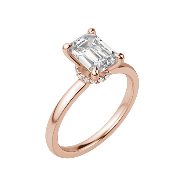 Amla Classic Emerald Cut Engagement Ring, Default, 14K Rose Gold,