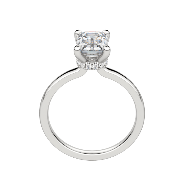 Amla Classic Emerald Cut Engagement Ring, Hover, 18K White Gold, Platinum, 