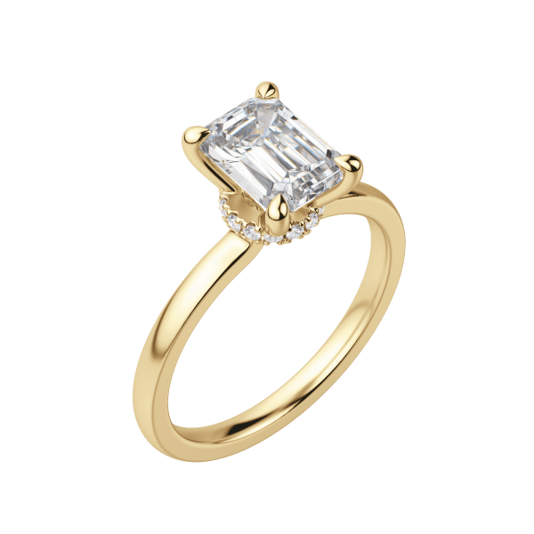Amla Classic Emerald Cut Engagement Ring, Default, 18K Yellow Gold,