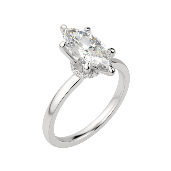 Amla Classic Marquise Cut Engagement Ring, Default, 18K White Gold, Platinum, 