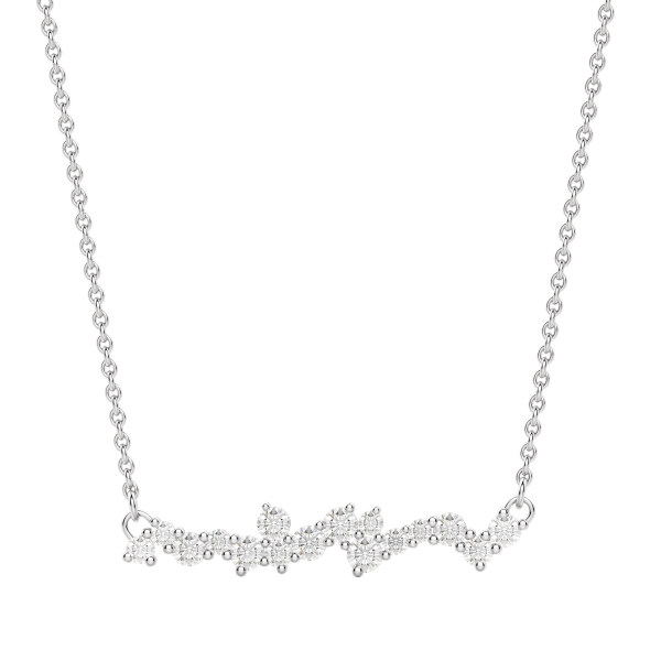 Cluster Bar Necklace, Default, 14K White Gold, 