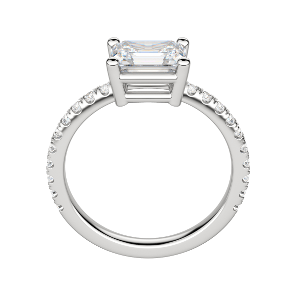 Edgy Basket Accented Emerald Cut Engagement Ring, Hover, 18K White Gold, Platinum,