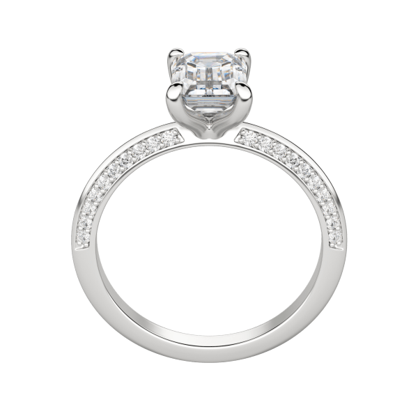 Evia Emerald Cut Engagement Ring, Hover, 18K White Gold, Platinum, 