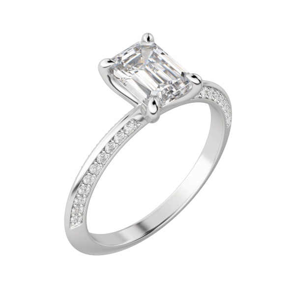 Evia Emerald Cut Engagement Ring, Default, 18K White Gold, Platinum, 