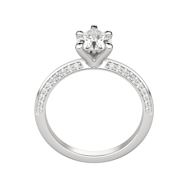 Evia Pear Cut Engagement Ring, Hover, 18K White Gold, Platinum, 