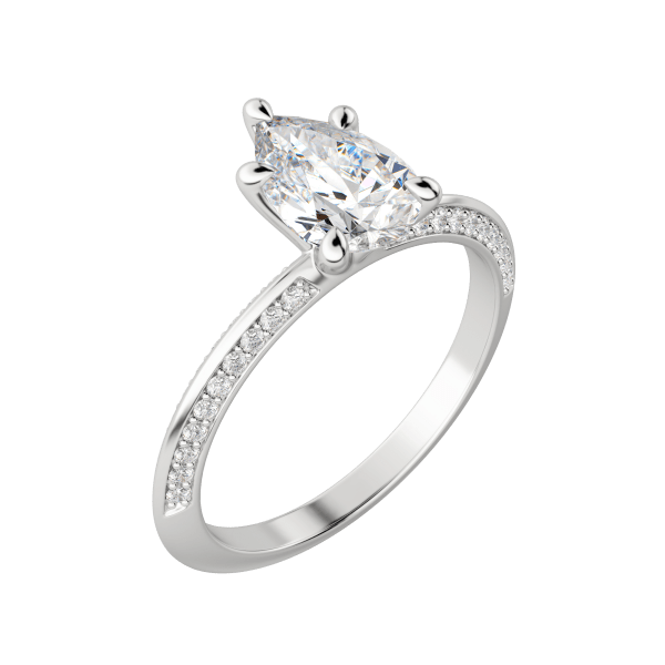 Evia Pear Cut Engagement Ring, Default, 18K White Gold, Platinum, 