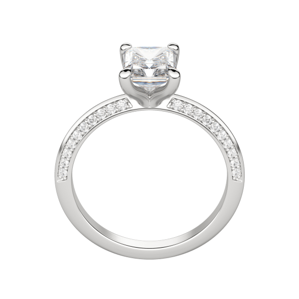 Evia Radiant Cut Engagement Ring, Hover, 18K White Gold, Platinum, 