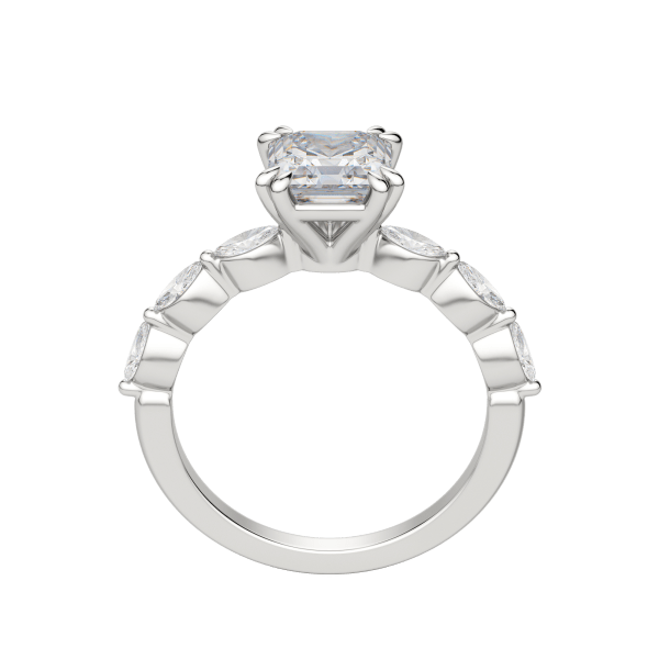 Frey Asscher Cut Engagement Ring, 18k White Gold, Hover, Platinum, 