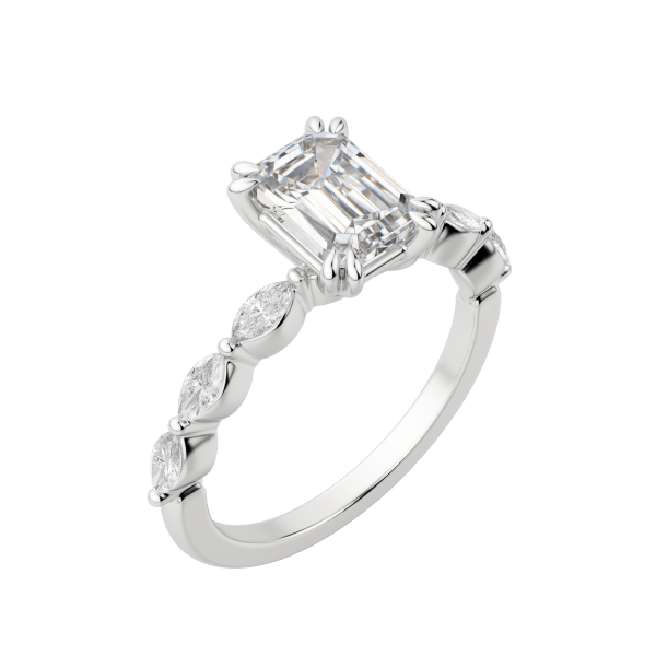 Frey Emerald Cut Engagement Ring, Default, 18k White Gold, Platinum,