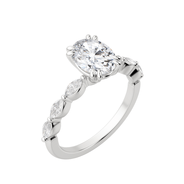 Frey Oval Cut Engagement Ring, Default, 18k White Gold, Platinum, 