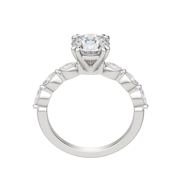 Frey Round Cut Engagement Ring, Hover, 18K White Gold, Platinum, 