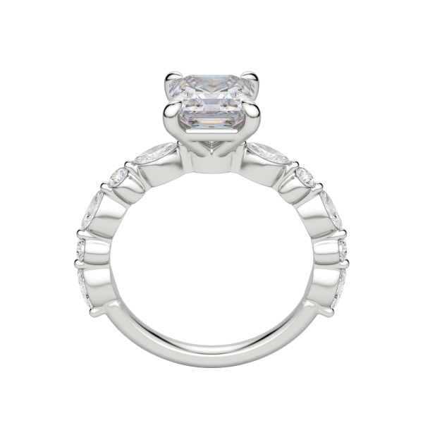 Gaia  Asscher Cut Engagement Ring, Hover, 18K White Gold, Platinum, 