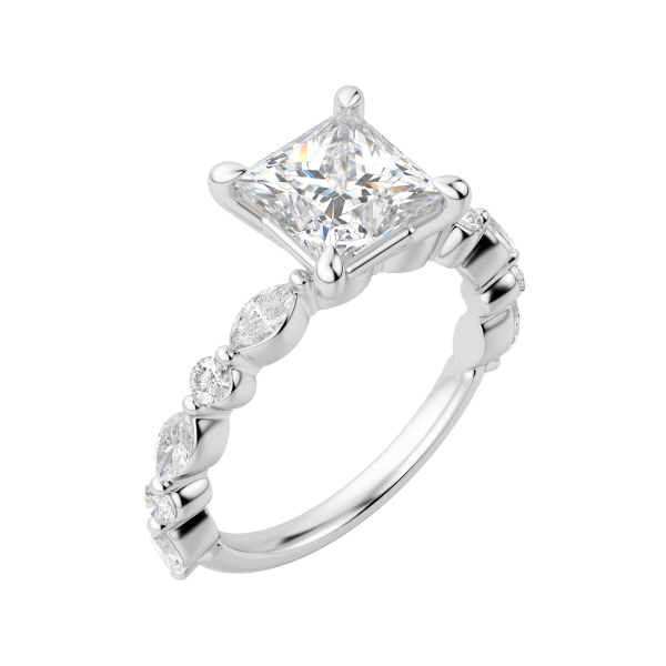 Gaia Princess Cut Engagement Ring, Default, 18K White Gold, Platinum, 