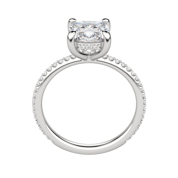 Hera Accented Cushion Cut Engagement Ring, Hover, 18K White Gold, Platinum, 