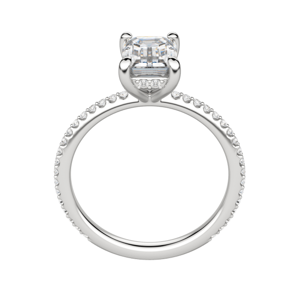 Hera Accented Emerald Cut Engagement Ring, Hover, 18K White Gold, Platinum, 