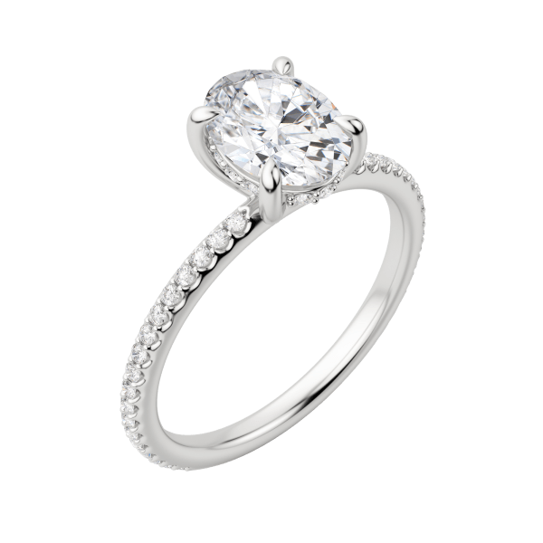 Hera Accented Oval Cut Engagement Ring, Default, 18K White Gold, Platinum, 