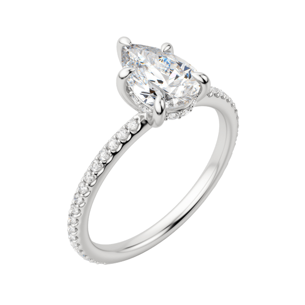 Hera Accented Pear Cut Engagement Ring, Default, 18K White Gold, Platinum, 