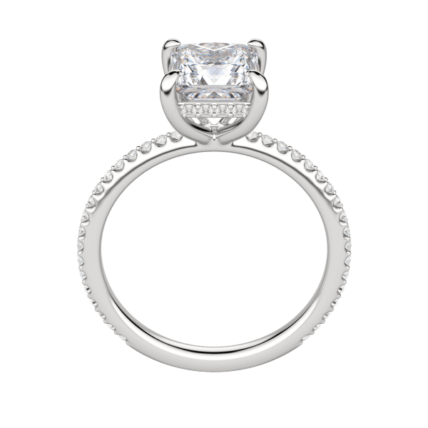 Hera Accented Princess Cut Engagement Ring, Hover, 18K White Gold, Platinum, 