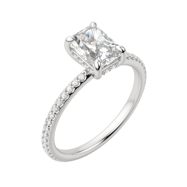 Hera Accented Radiant Cut Engagement Ring, Default, 18K White Gold, Platinum, 