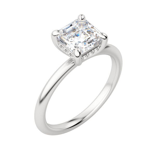 Hera Classic Asscher Cut Engagement Ring, Default, 18K White Gold, Platinum,